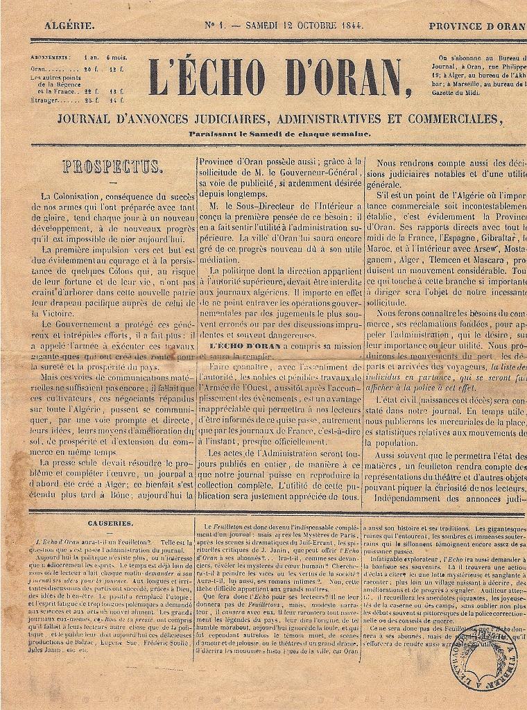ECHO D ORAN N° 1 DU 12 OCTOBRE 1844 PAGE 001 1.jpg